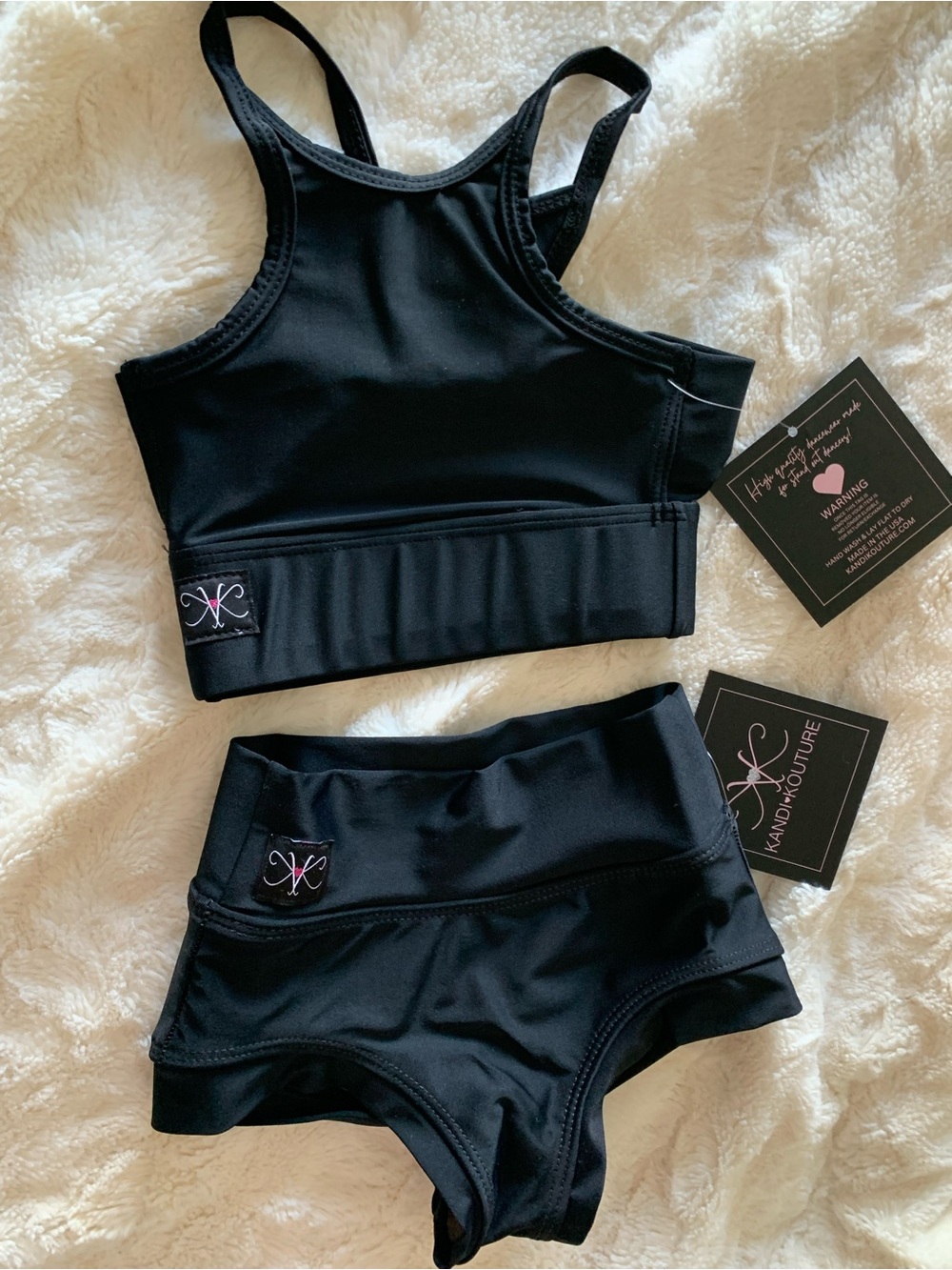 Kandi Kouture girls black dancewear set size small CS 4